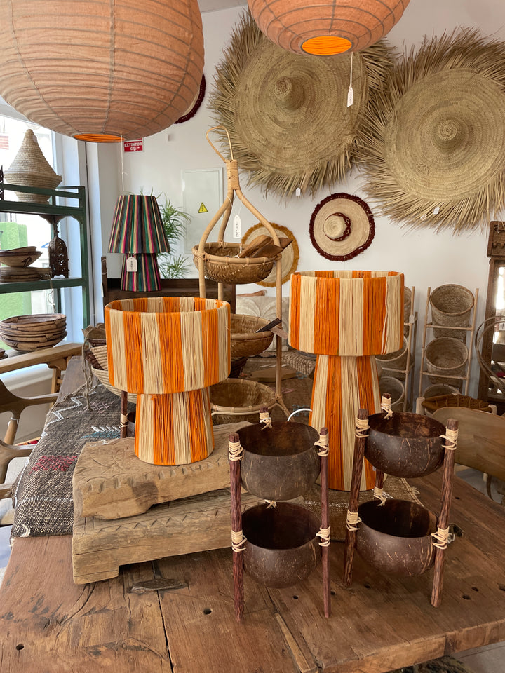 Tafellamp Raffia Oranje